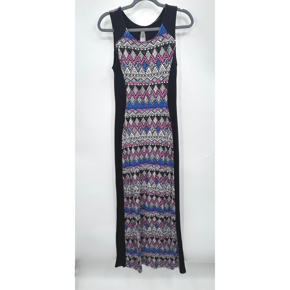 HAIL3Y:23 Womens Geometric Tribal Print Sleeveless Maxi Dress Boho Resort